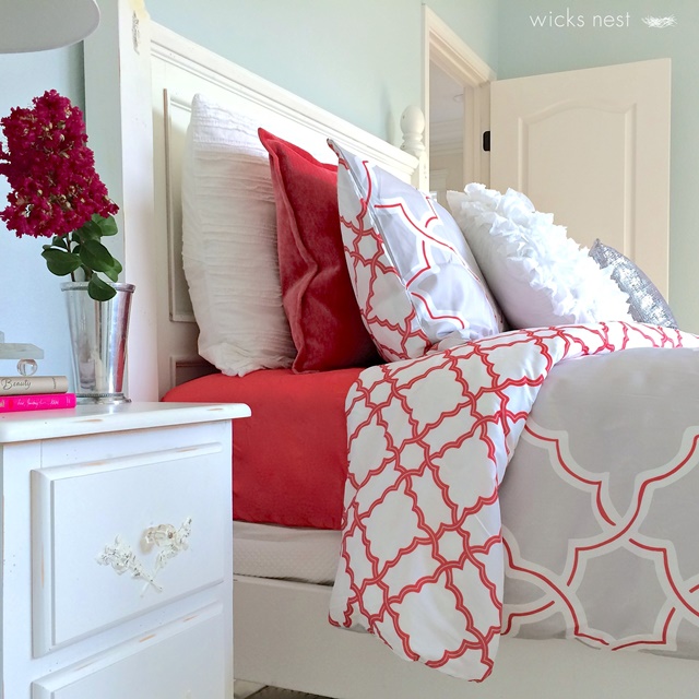 Girls Bedroom with Accents of Coral