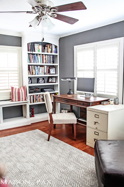 Office Space with Built-in Bookshelves