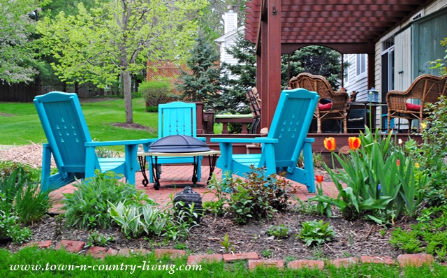 Backyard Patio with Turquoise Chairs