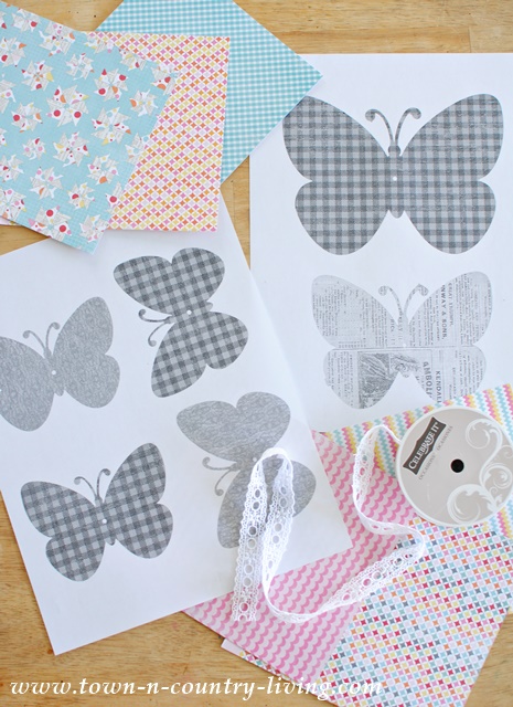 Supplies to create a simple butterfly garland