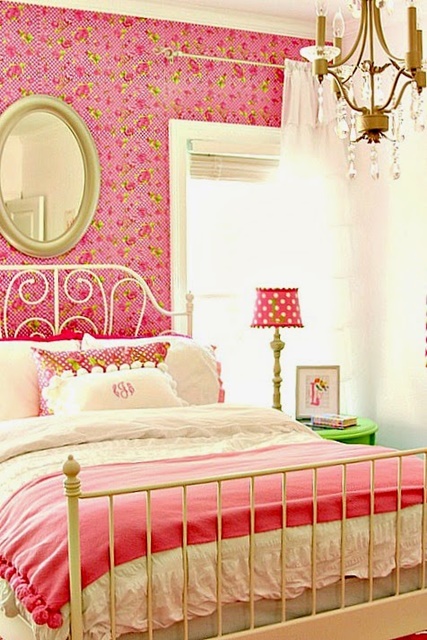 Pink and White Girls Charming Bedroom