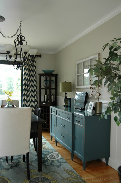 Painted buffet in charming dining room