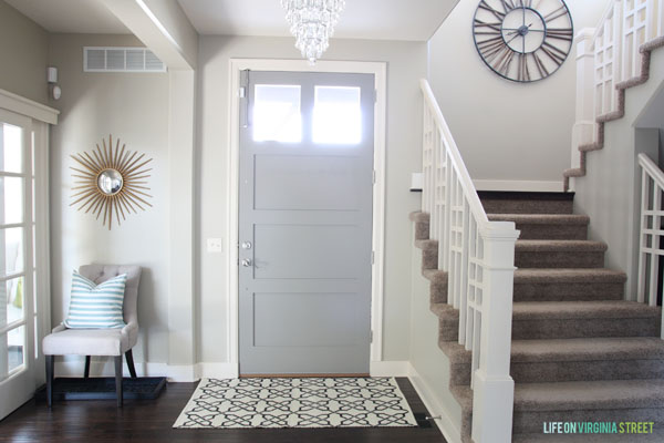 Traditional Entryway with Gray Painted Door